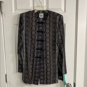 R&M Richards Navy and Gold Patterned Tunic